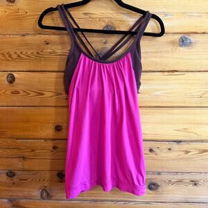 Athleta Hidden Agenda Tank Small Pink Brown